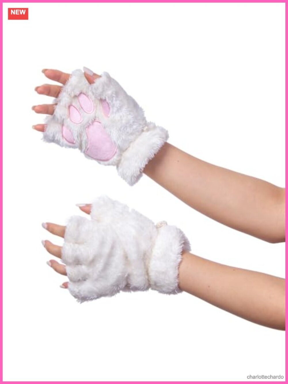 Faux Fur Fingerless Mittens Cat Paw Costume Gloves Halloween Bear Lion Plush